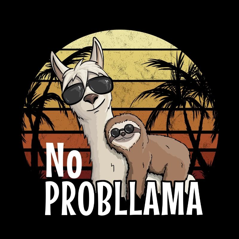 80s Retro Style No ProbLlama Sloth on Hipster