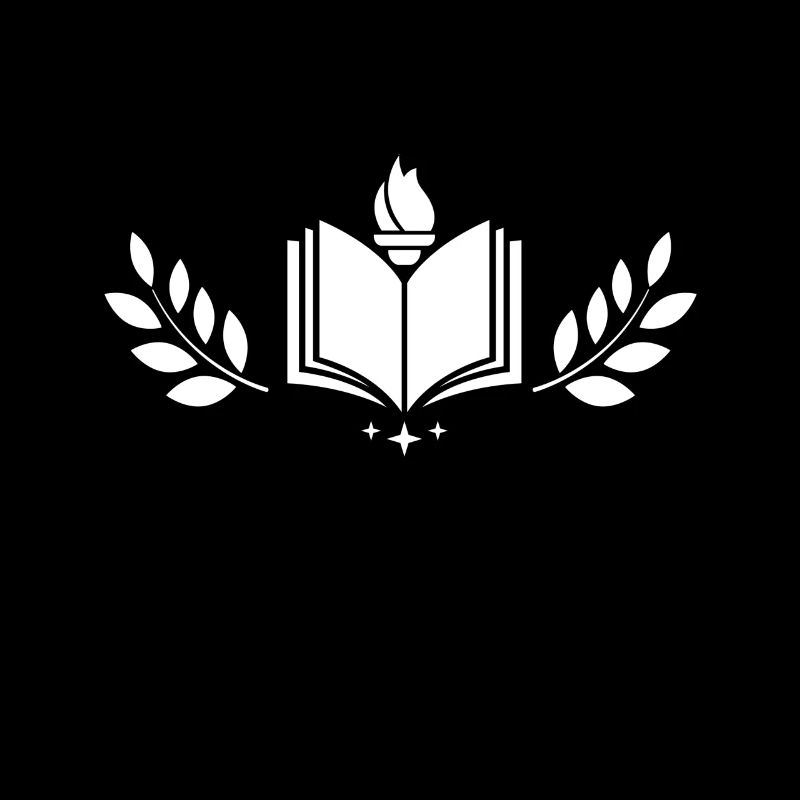 Book open torch graduation symbol laurel leaves