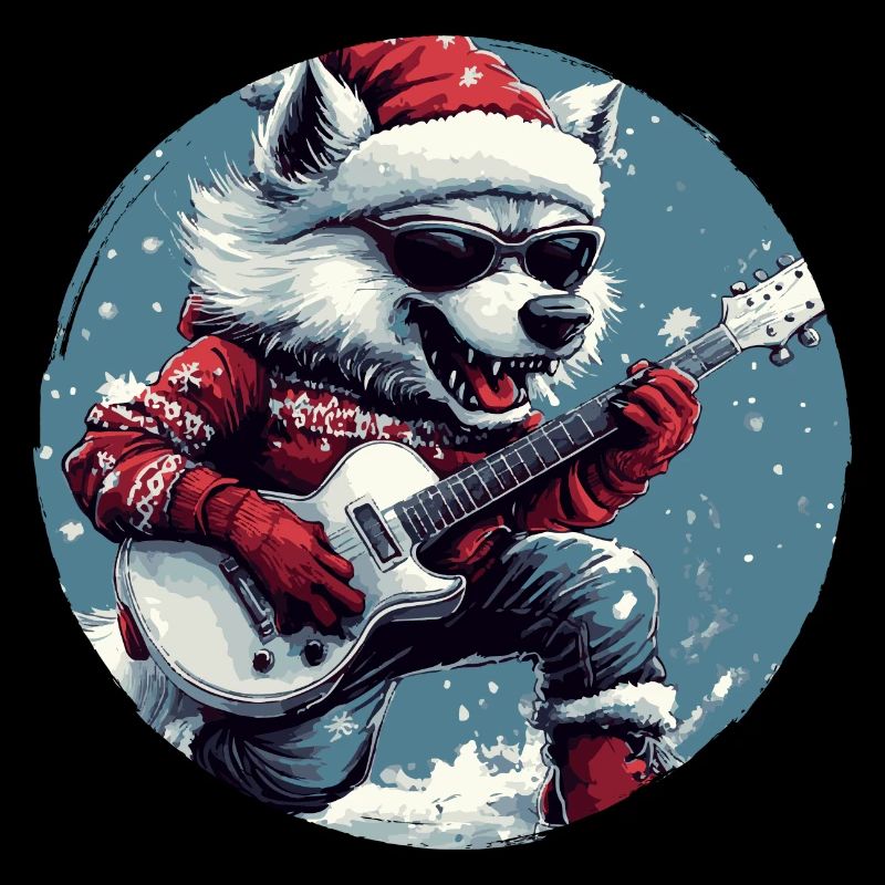 Wolf Christmas Rocker Guitar