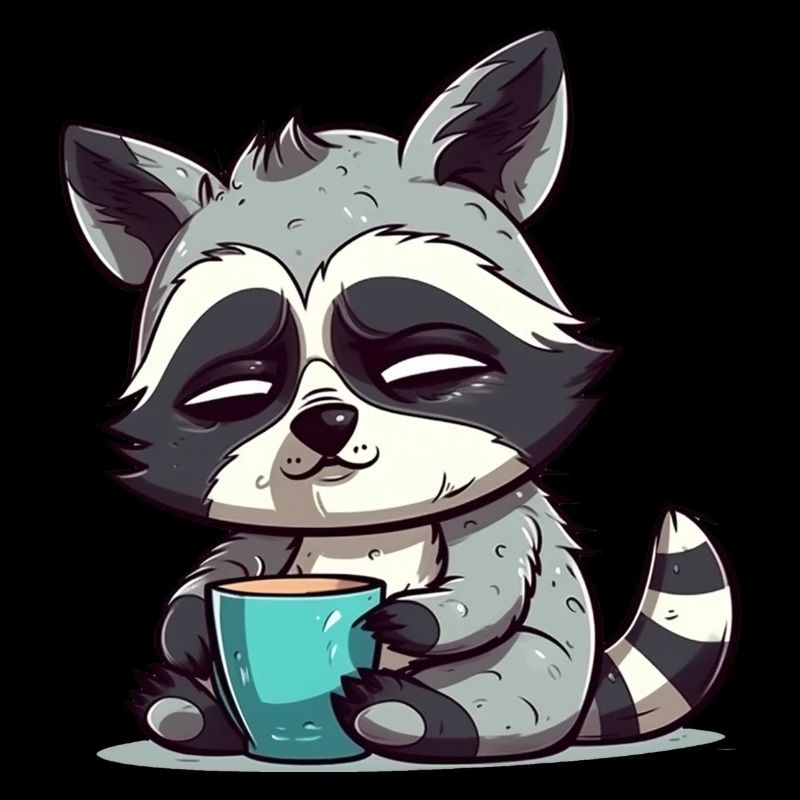 Raton laveur endormi avec café