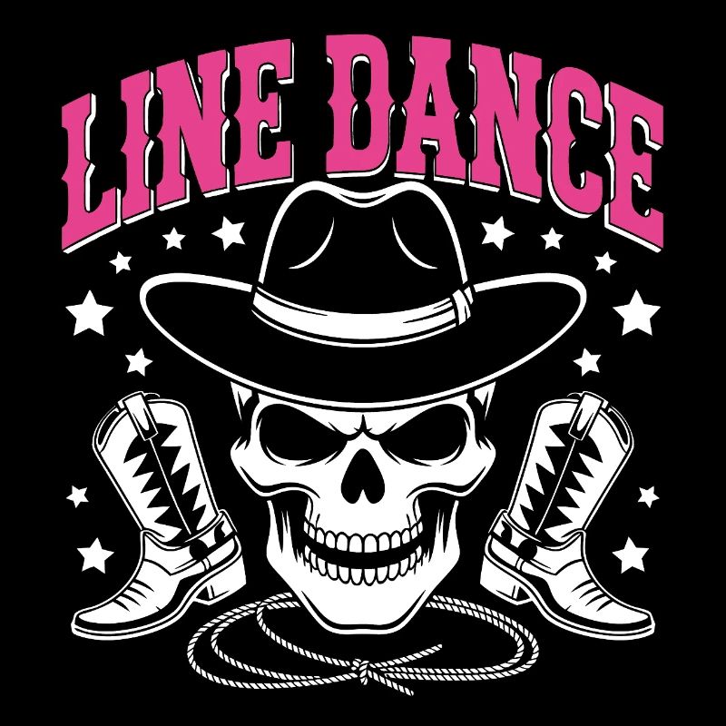 Line Dance Skull mit Stetson und Boots und Lasso