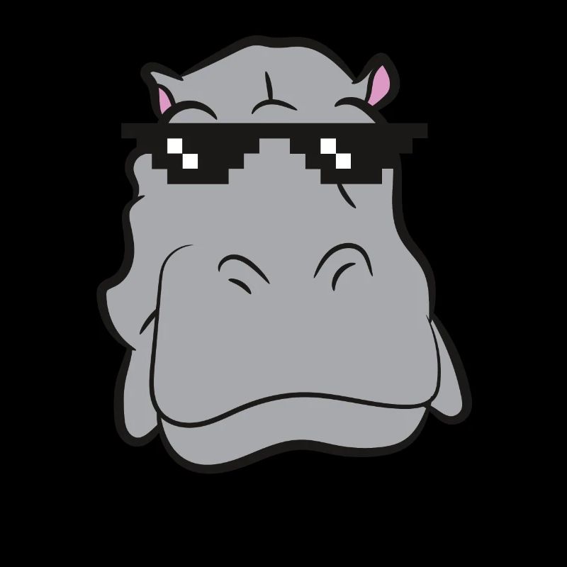 Hippo - Tête avec lunettes de soleil