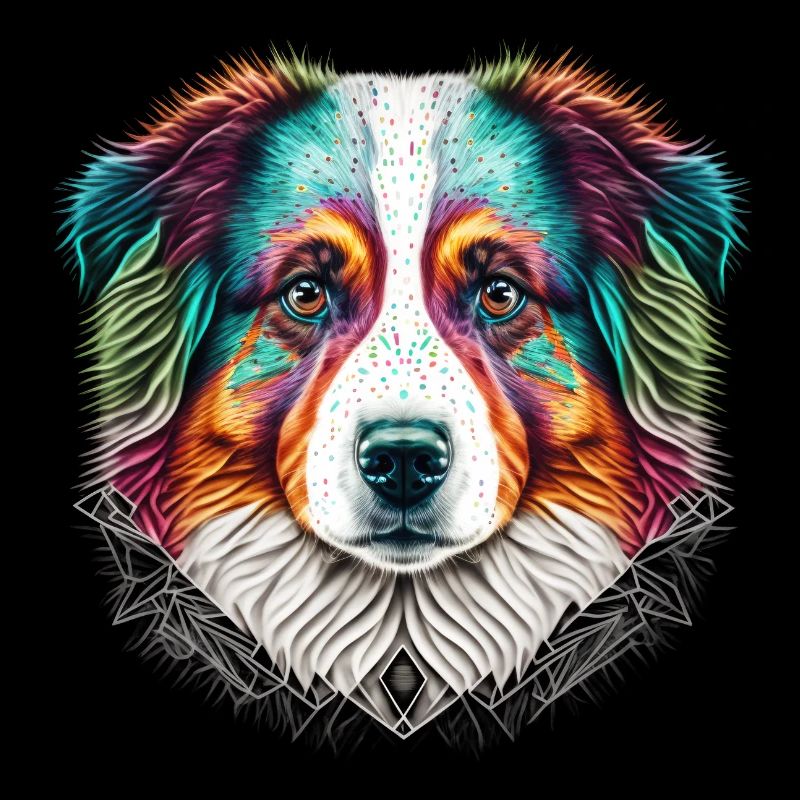 Farbenfrohes Australien Shepherd Kopf Artwork