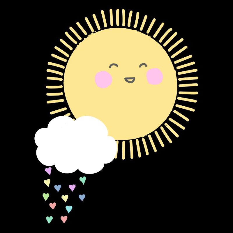 Sun cloud raindrops hearts summer happy