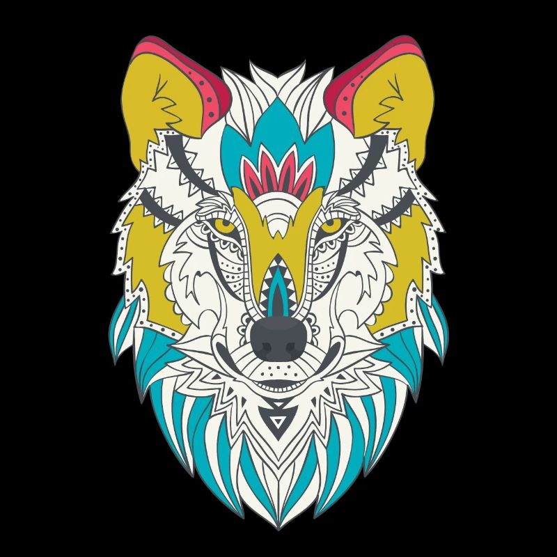 Wolf Kopf Bunt