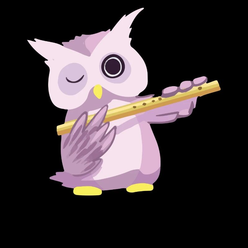 Cute Owl Owl Flute Music Statement Fun Gift