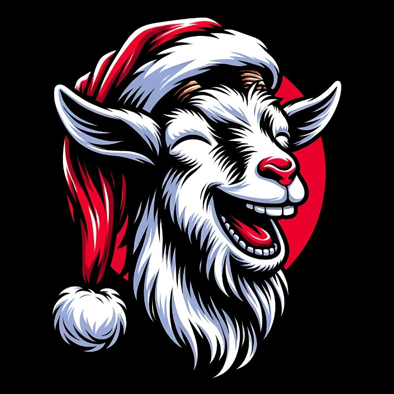 Drôle de chèvre de Noël avec chapeau de Père Noël