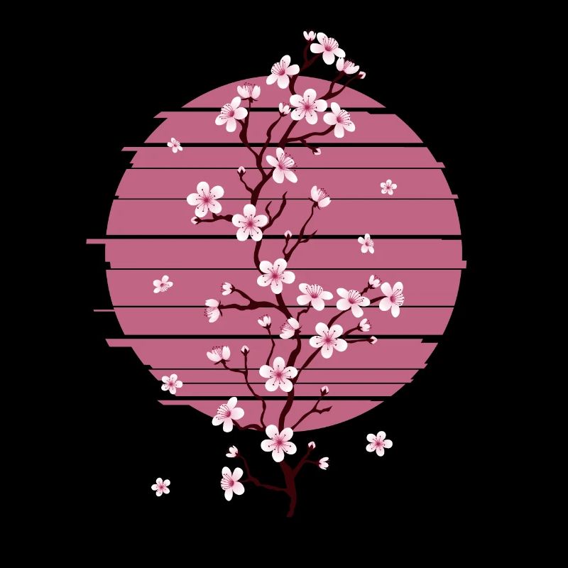 Retro Cherry Blossom Japanese Tree Sakura