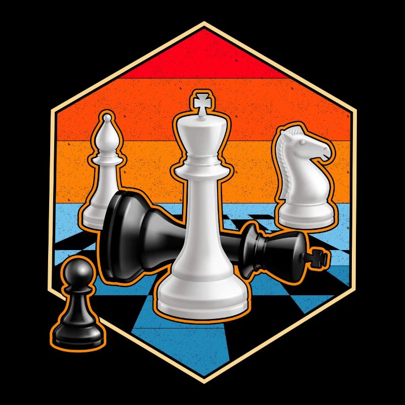 Retro Chess Pieces Vintage Chessboard