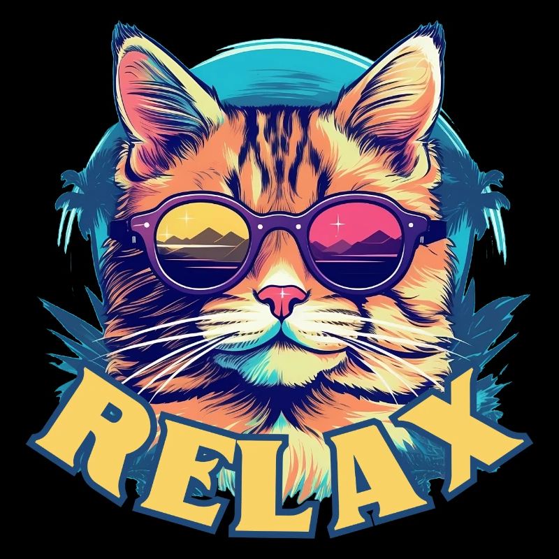 Entspannte Katze mit Sonnenbrille, Sommerlook