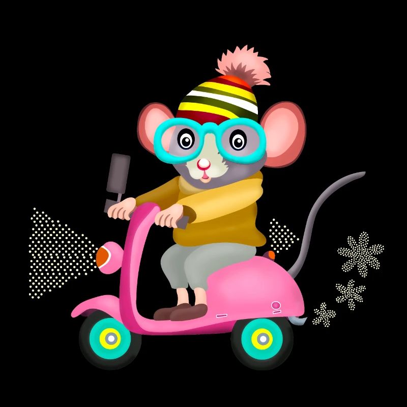 Little mouse on scooter