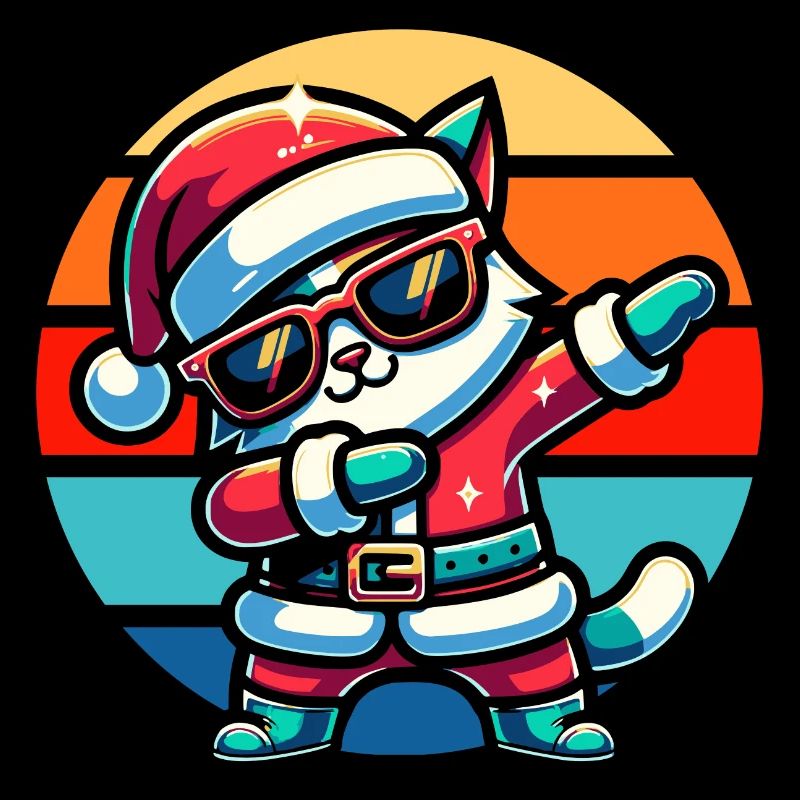 Dabbing Cat Vintage Sunset