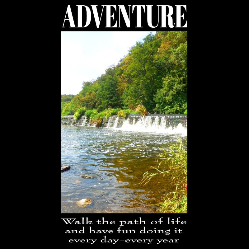 Adventure Nature River Landscape with Waterfall