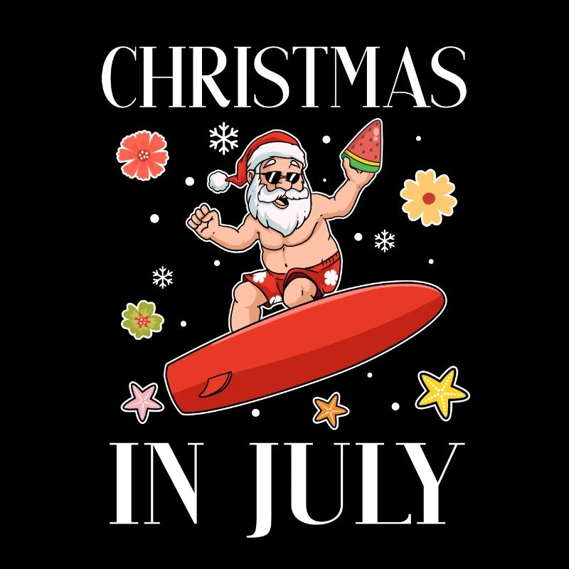 Xmas Weihnachten Sommer Santa Surfer Surfbrett