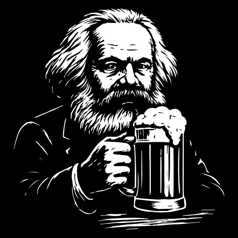 Karl Marx trinkt Bier