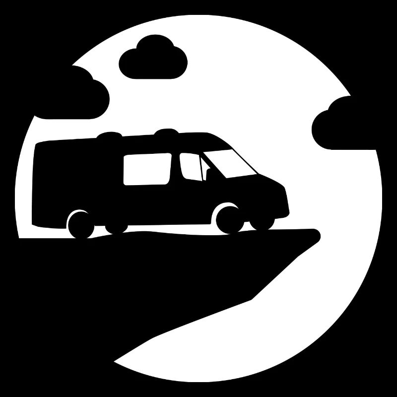 Silhouette de camping-car devant la lune