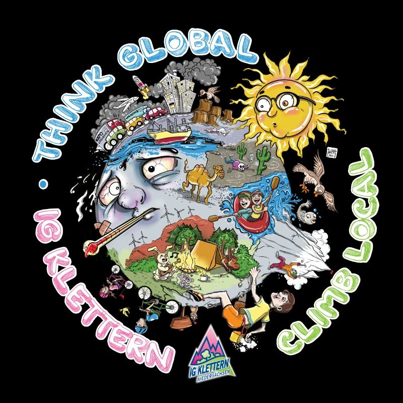 Think Global Climb Local Dark Background
