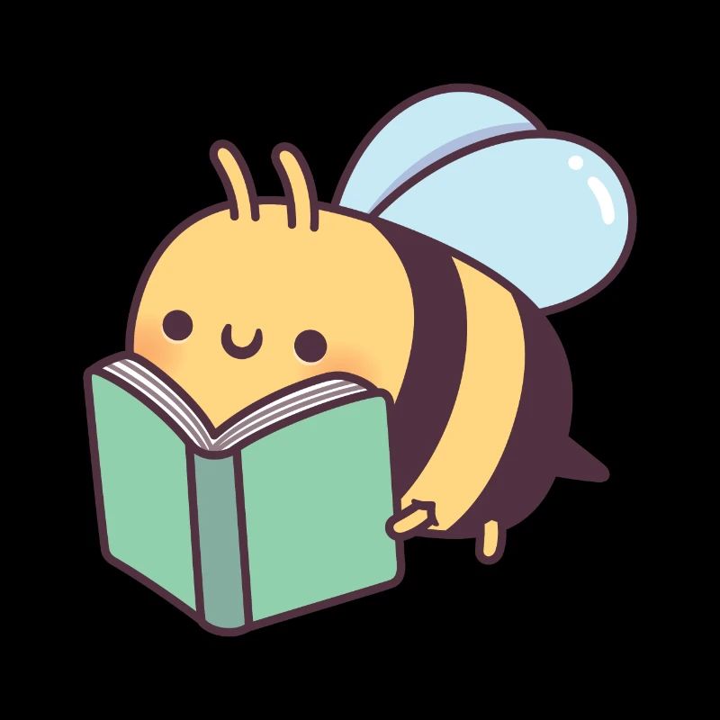 Cute Flying Bee Reading A Book