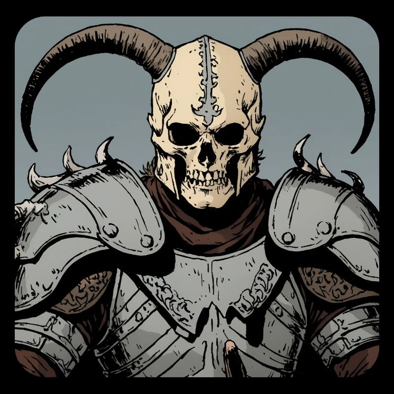 Guerrier viking avec masque de crâne et cornes