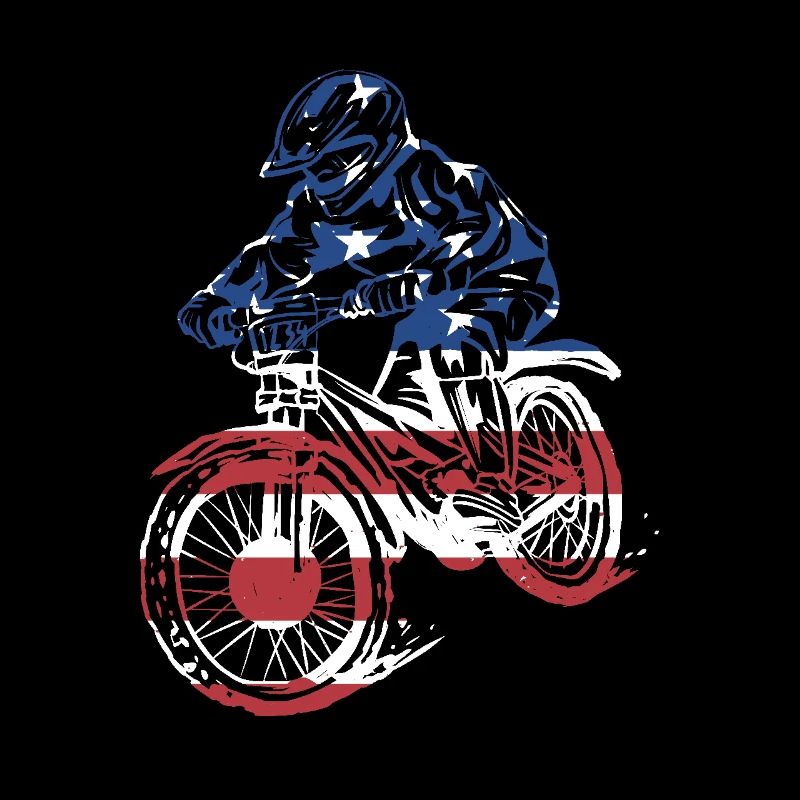 Biker Us Flag Mountain Biking