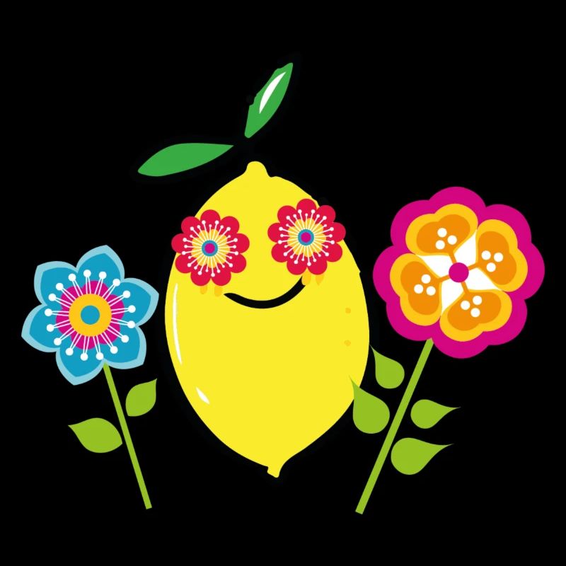 citron, citron, fleurs, fleur, rétro, vintage