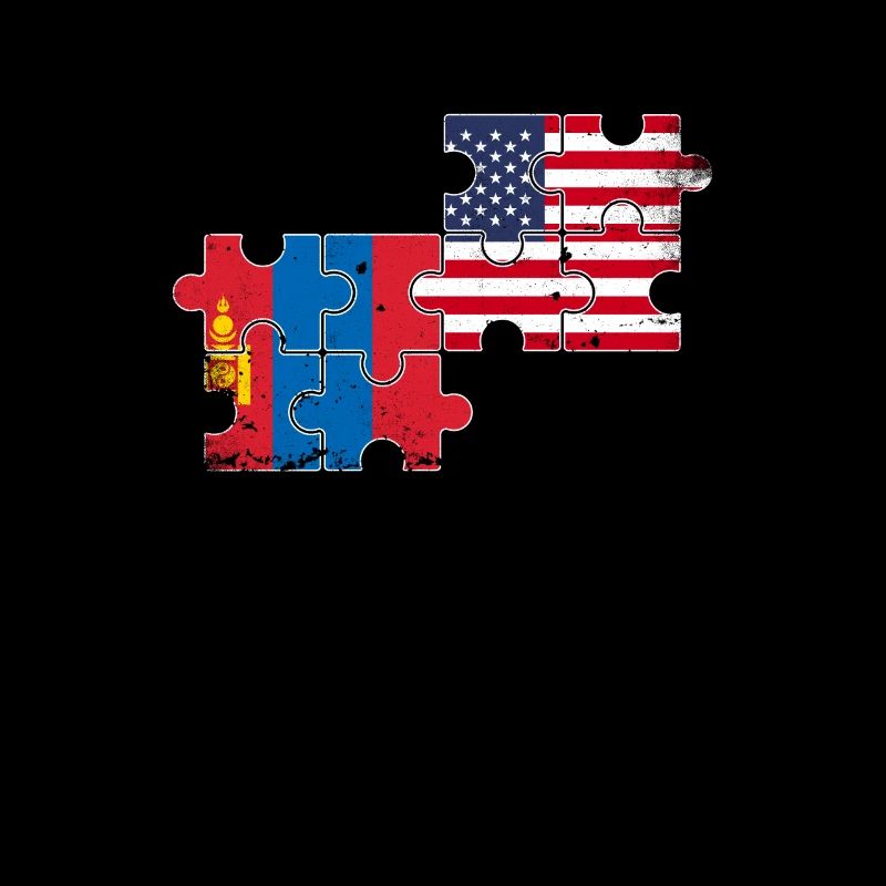 Mongolie USA Drapeau Vintage Mongol