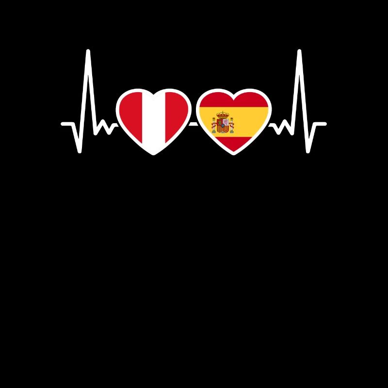 Peru Spain Heartbeat Flag Spanish Peruvian