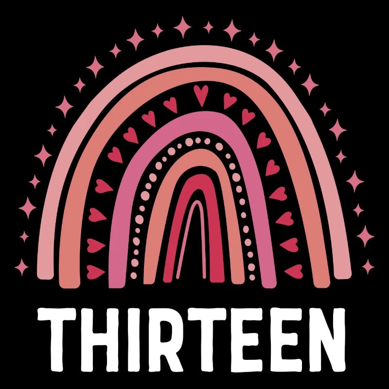 Red Rainbow Thirteen Years 13th Birthday