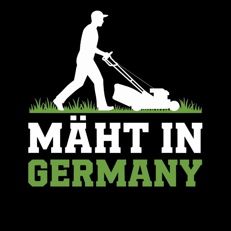 Mäht In Germany Rasenmäher lustig Mann Gras mähen