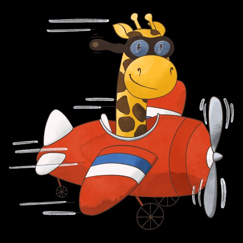 Giraffe Pilot rotes Flugzeug Flieger Kinder Motive