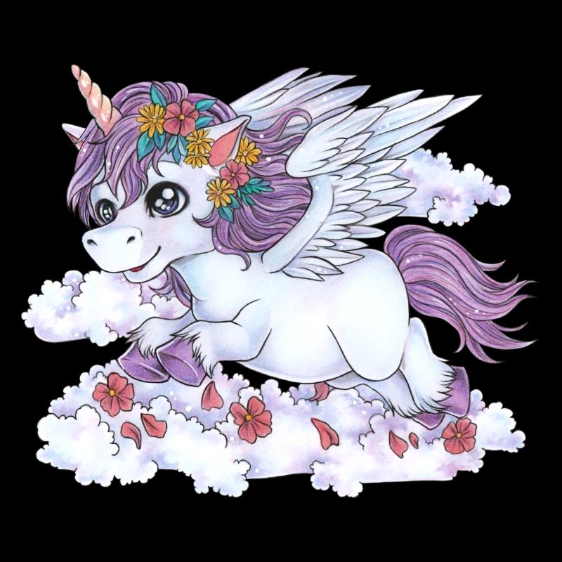 Niedliches Einhorn mit Blumen Geschenk Mädchen