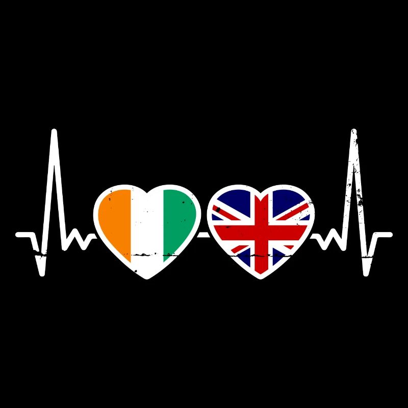 Ivory Coast Great Britain Heartbeat Flag