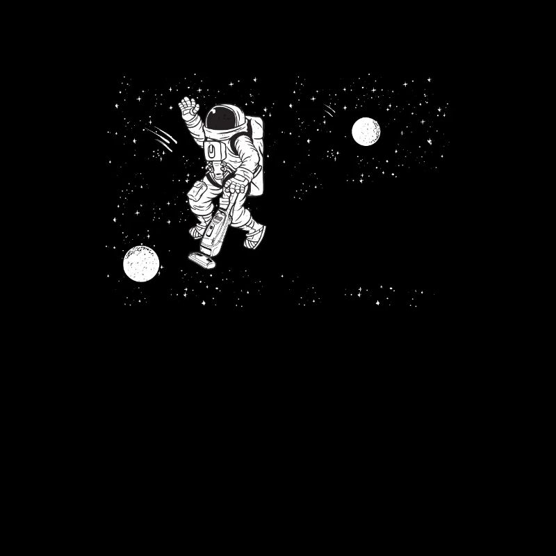 Funny astronaut for vacuuming in space A