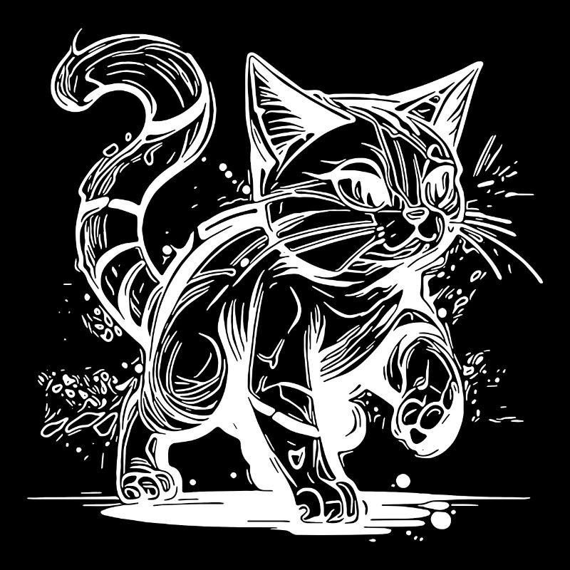 Mignon petit chat de maison maladroit dans le style tatouage