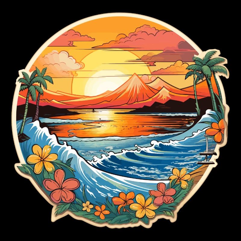 Conception de planche de surf Surf Surf Hawaii Palm Trees Ocean