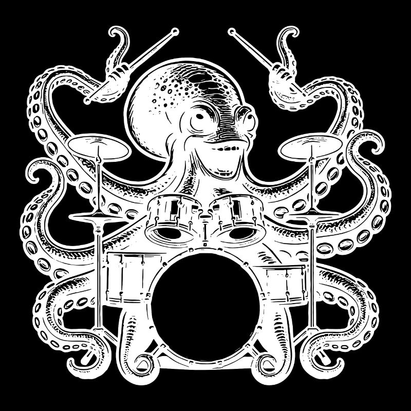 Charming octopus on drums