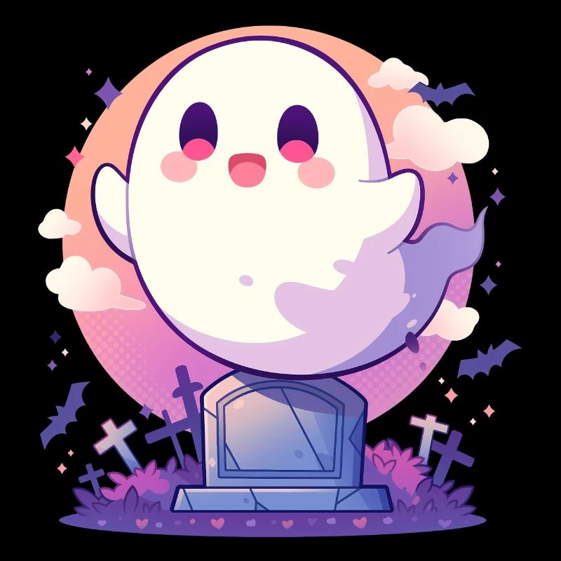 Halloween | Cute ghost spitting in cemetery