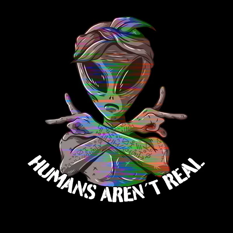 Cooles Alien mit lustigem Spruch Glitch Vaporwave