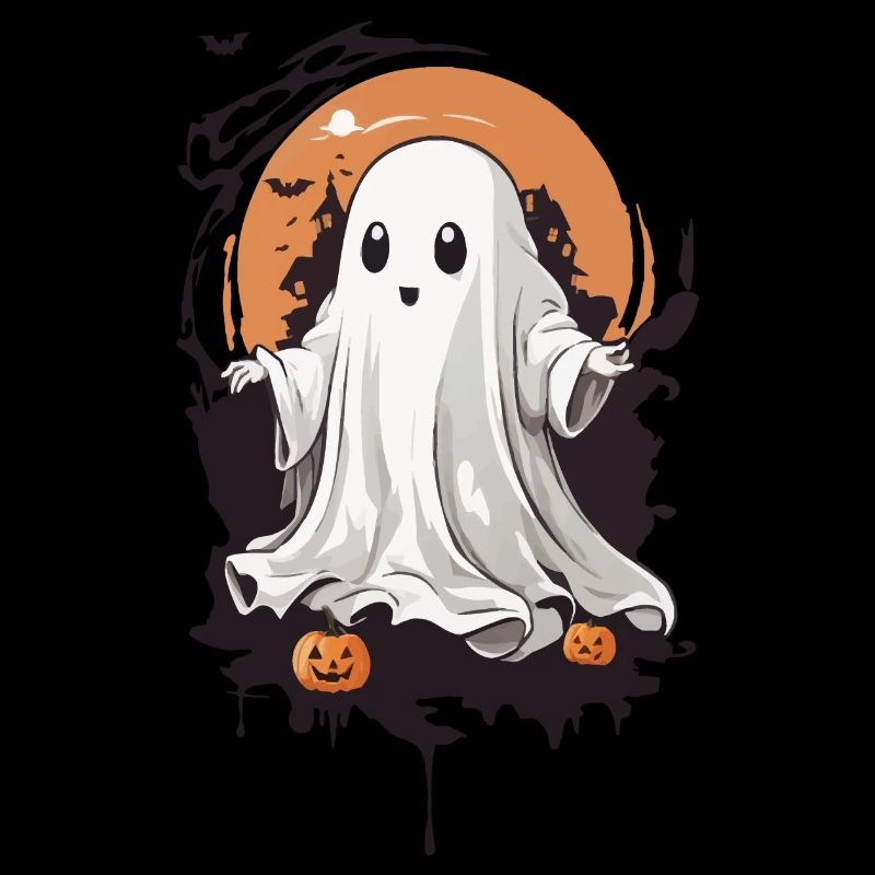 Cartoon Ghost and Pumpkin Halloween Ghosts Design