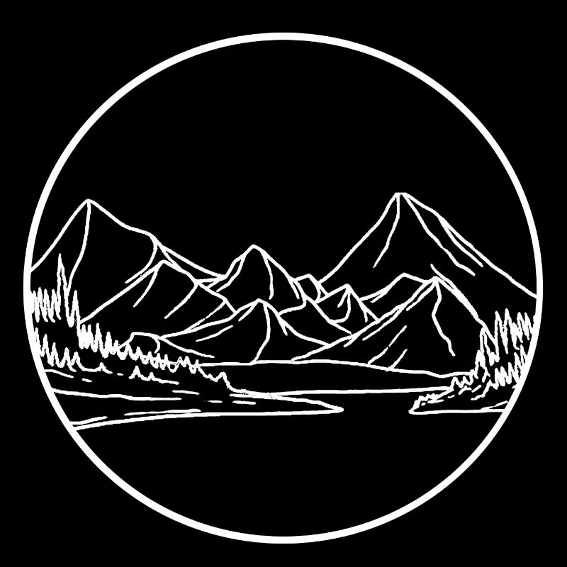 Circle Line Mountain Landscape Line Style