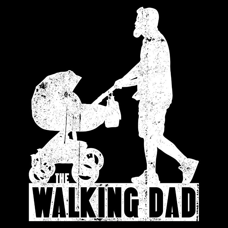 Silhouette de papa marchant avec poussette