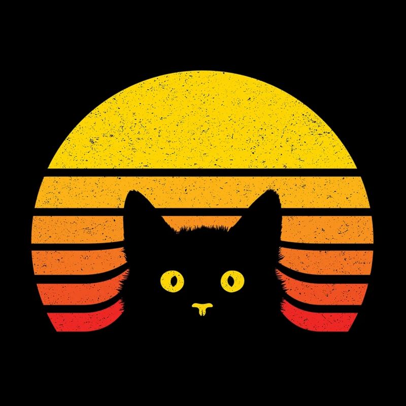 Katzensilhouette in der Retro-Sonne