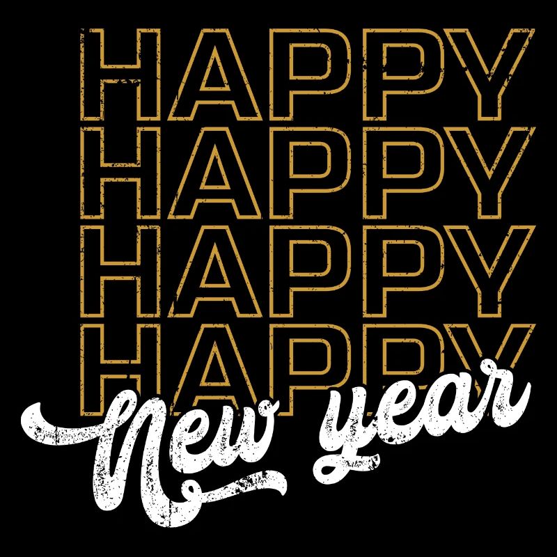 Golden Happy New Year Neon Script