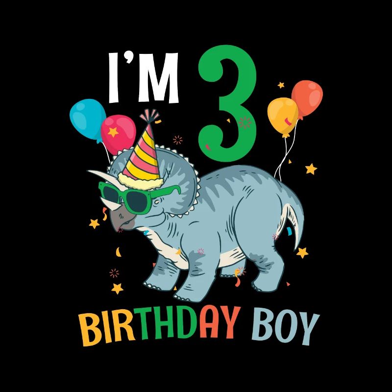 I'm 3 Birthday Boy Triceratops 3 Year Old 3rd