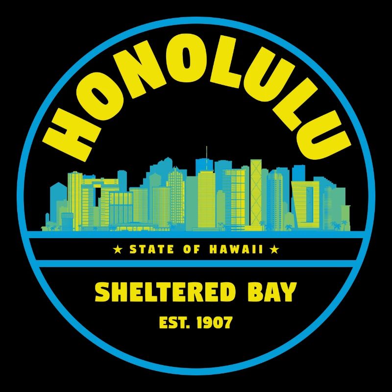 Badge rétro Honolulu Skyline