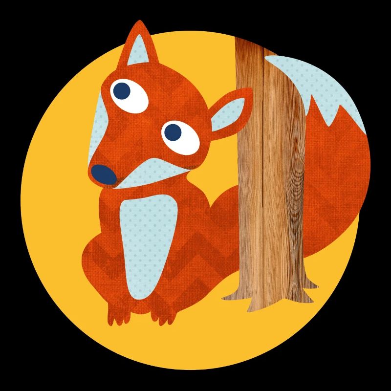 Fuchs Baumstamm Wald Kinderzimmer Comic Tierliebe
