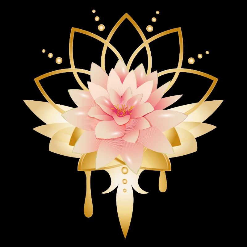 Fleur de lotus avec symbole de fleur d’or