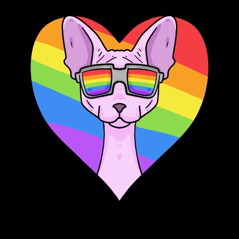 Rainbow - Cat Sphynx Cat with Glasses