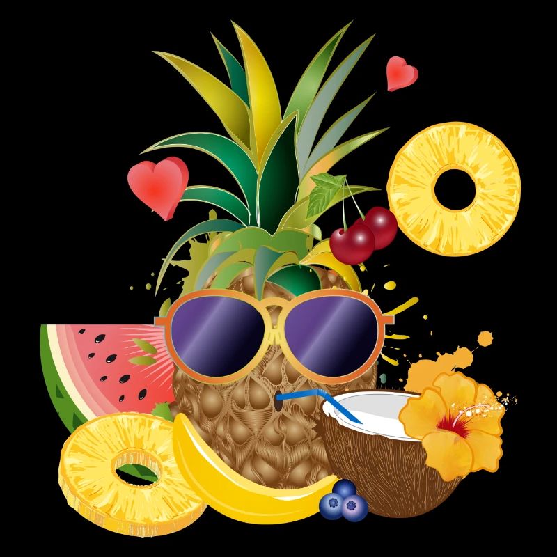 cool summer motif pineapple with coconut