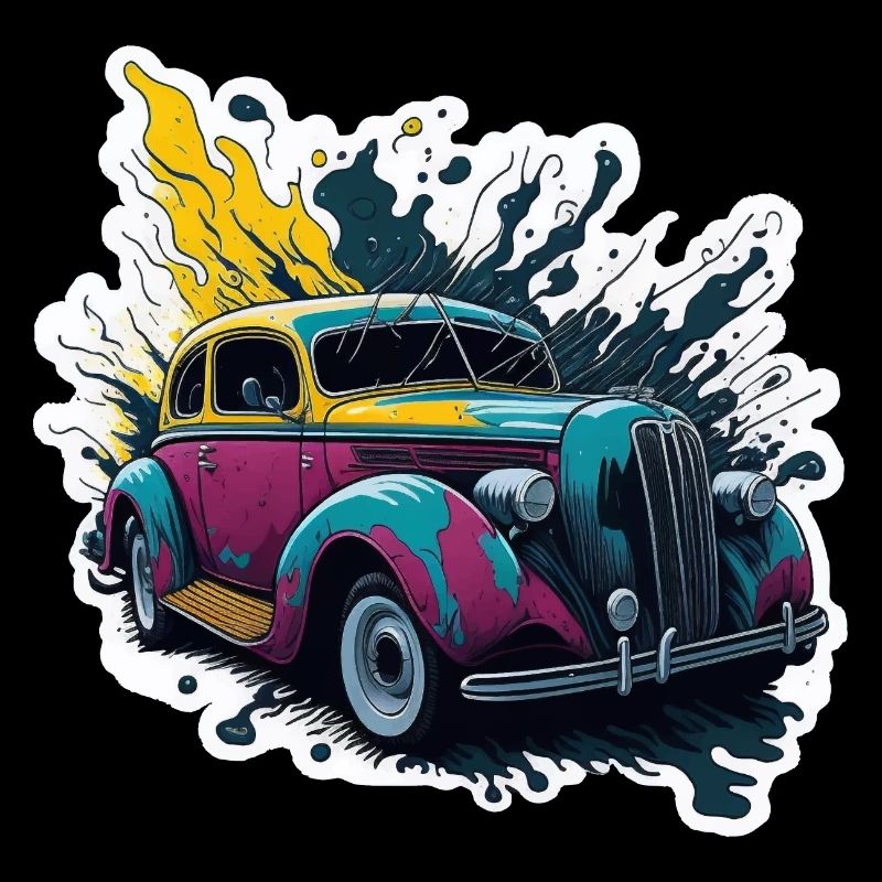 Colored vintage car splash